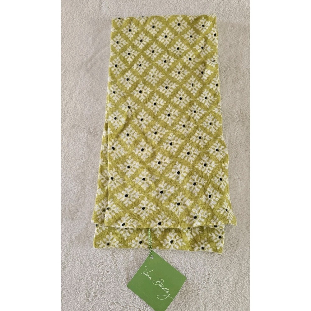 Vera Bradley Baroque Scarf Cashmere Silk Cotton Blend Neck Wrap Green Block Prin - Picture 5 of 5